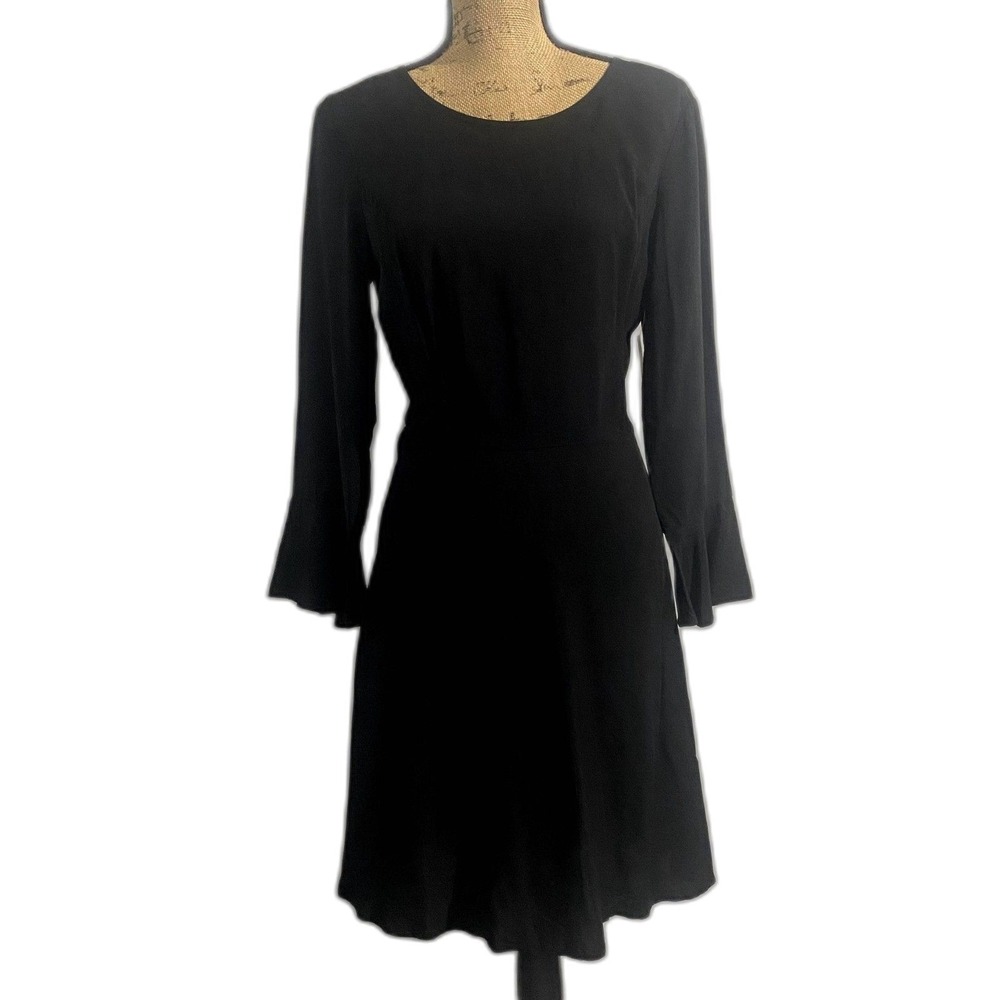 NWT Old Navy Black Long Sleeve Fit & Flare Dress Bell Sleeve LBD Size 2‎ Tall
